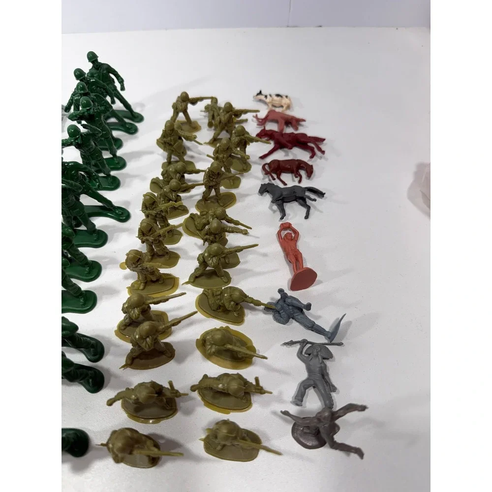 Vintage‎ Plastic Toy Soldiers Cowboys Indians Figures 170 Lot Green Army Mixed